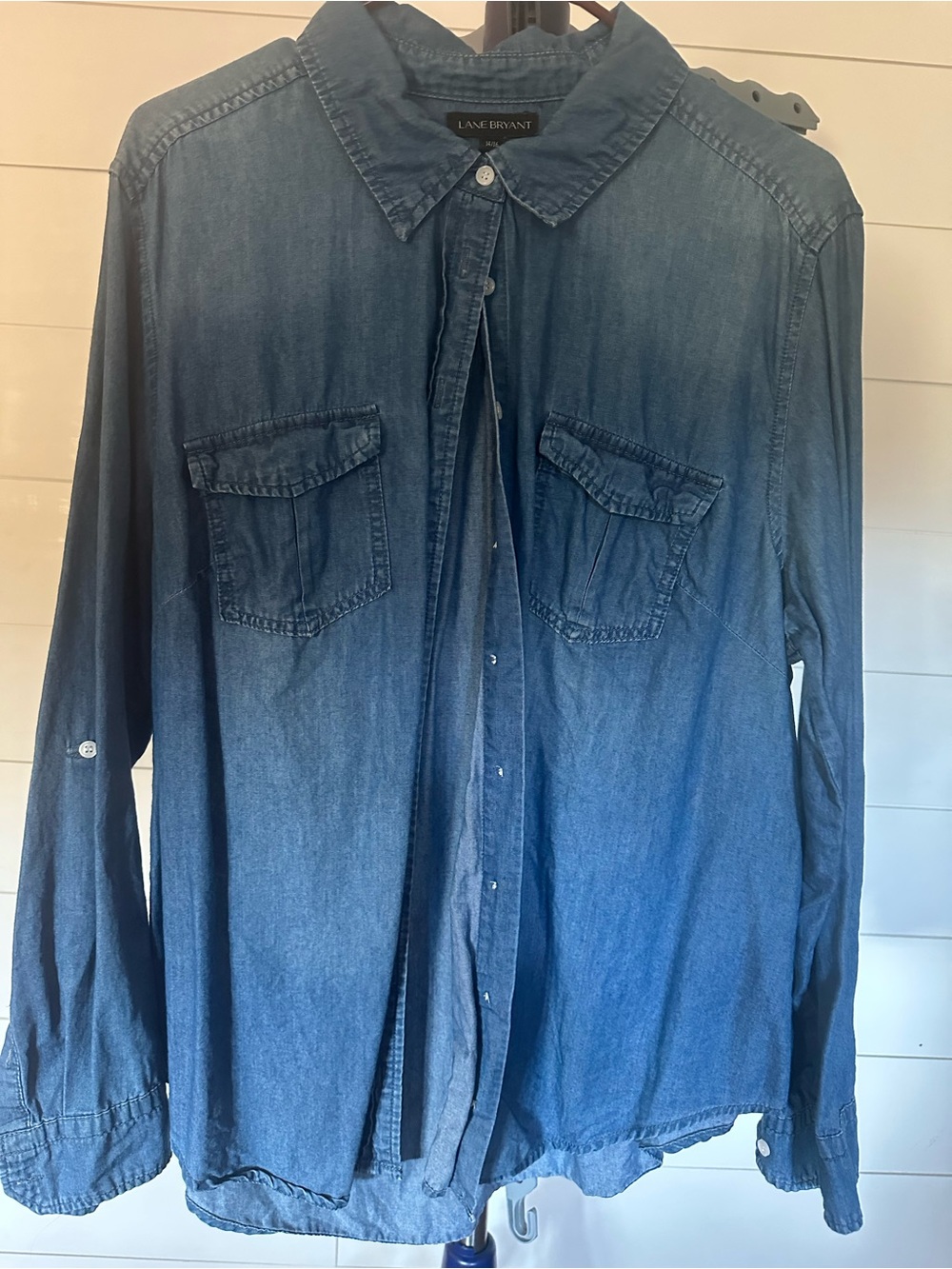 #53 Lane Bryant Blue Denim Button-Up Shirt